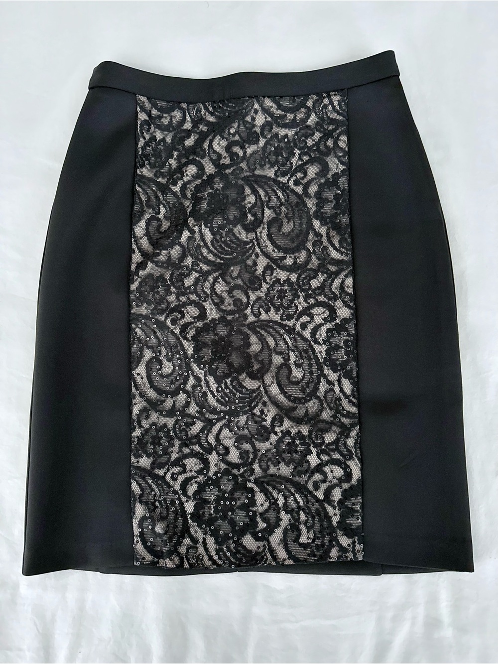 JR Nites Black Lace Sequin Pencil Skirt Cocktail Holiday Party Size 6 Whimsigoth